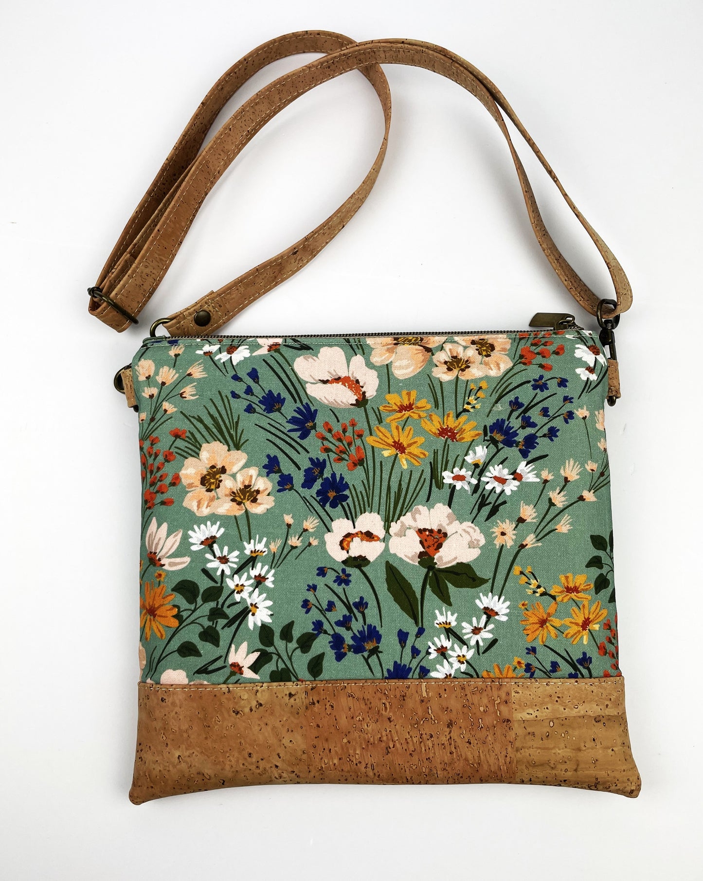 Slim Crossbody Bag - Wildflower Sage & Cork
