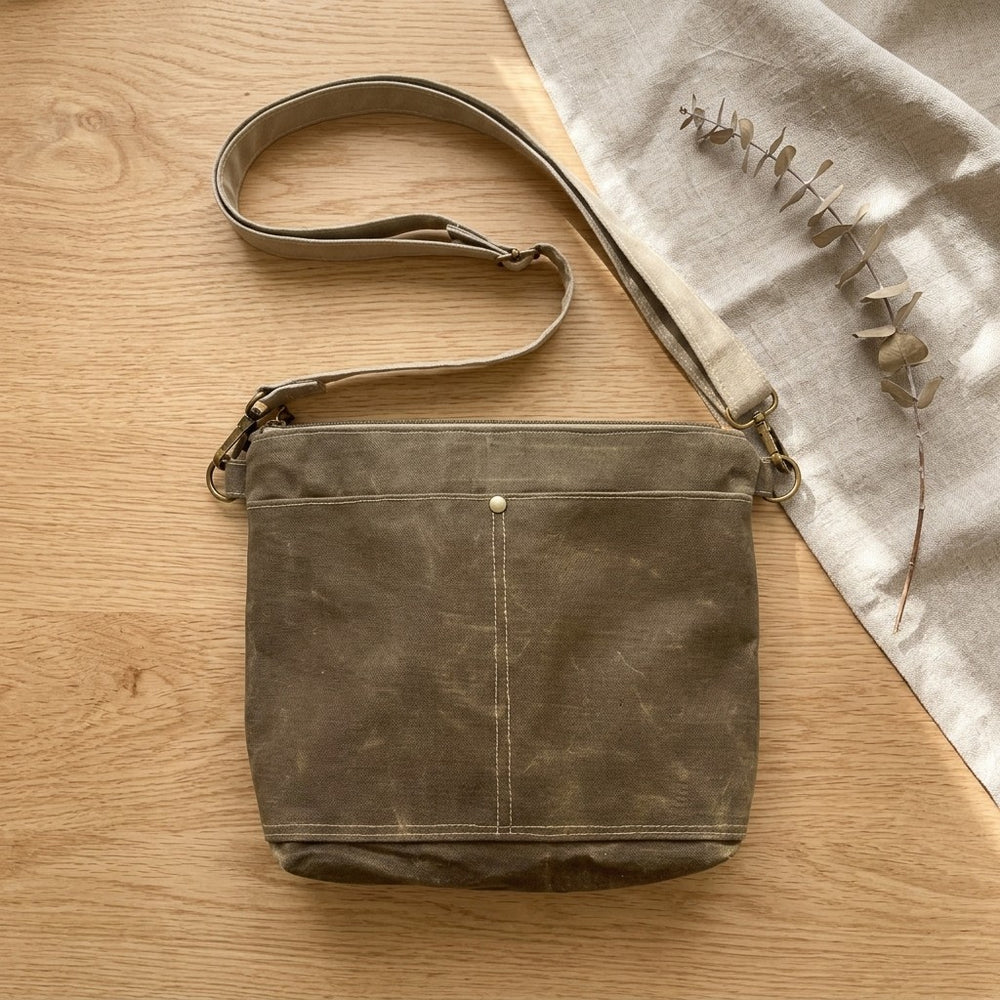 Olive Green Waxed Canvas Crossbody