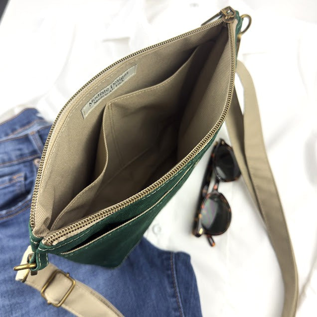 Alison - Dark Green Waxed Canvas Crossbody