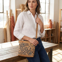 Cork Crossbody with Blue Paisley