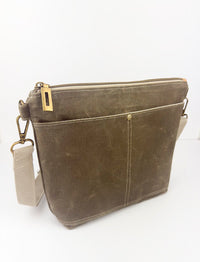 Olive Green Waxed Canvas Crossbody