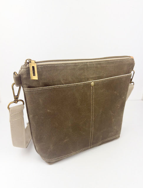 Olive Green Waxed Canvas Crossbody