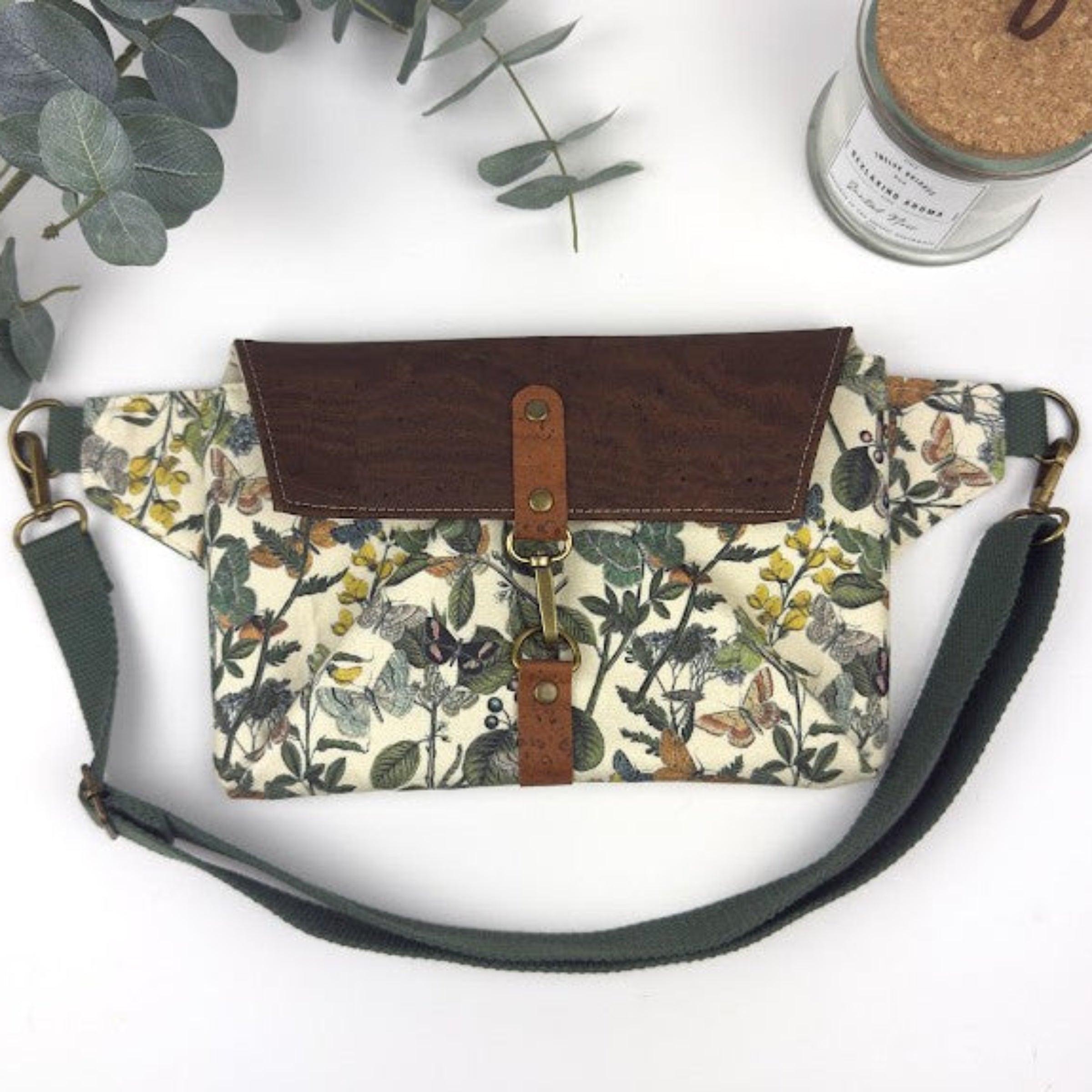 Haralson Hip Bag - Butterfly Garden (Brown flap)