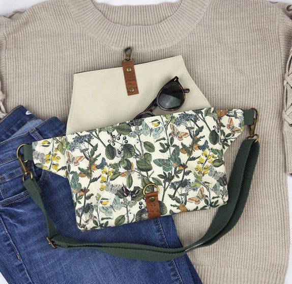 Haralson Hip Bag - Butterfly Garden (Brown flap)