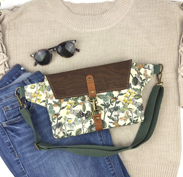 Haralson Hip Bag - Butterfly Garden (Brown flap)