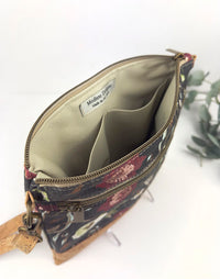 Slim Crossbody - Red, white, black floral