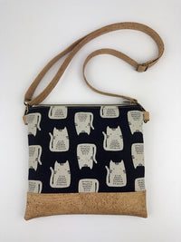 Slim Crossbody - White Cat on Black