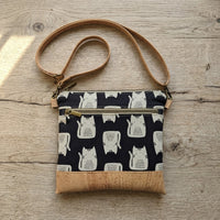 Slim Crossbody - White Cat on Black