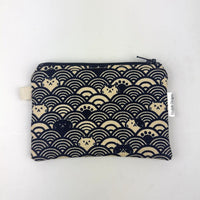 Japanese cat with waves fabric coin purse