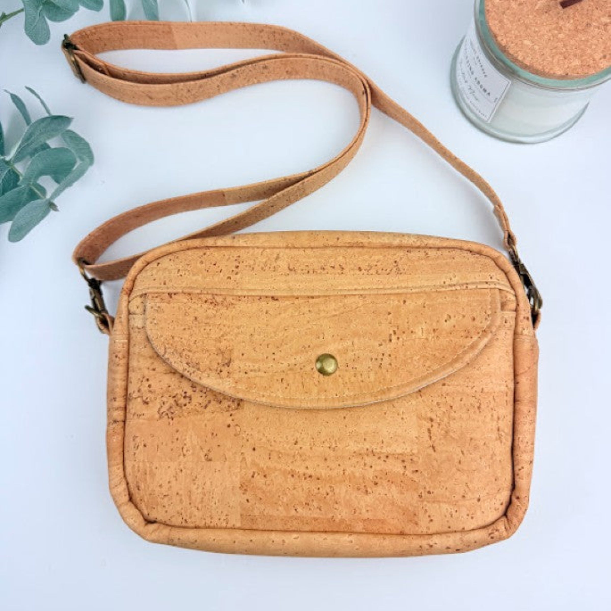 Boxy cork crossbody bag