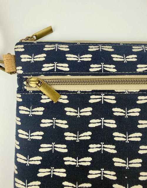 Slim Crossbody - Navy Dragonfly
