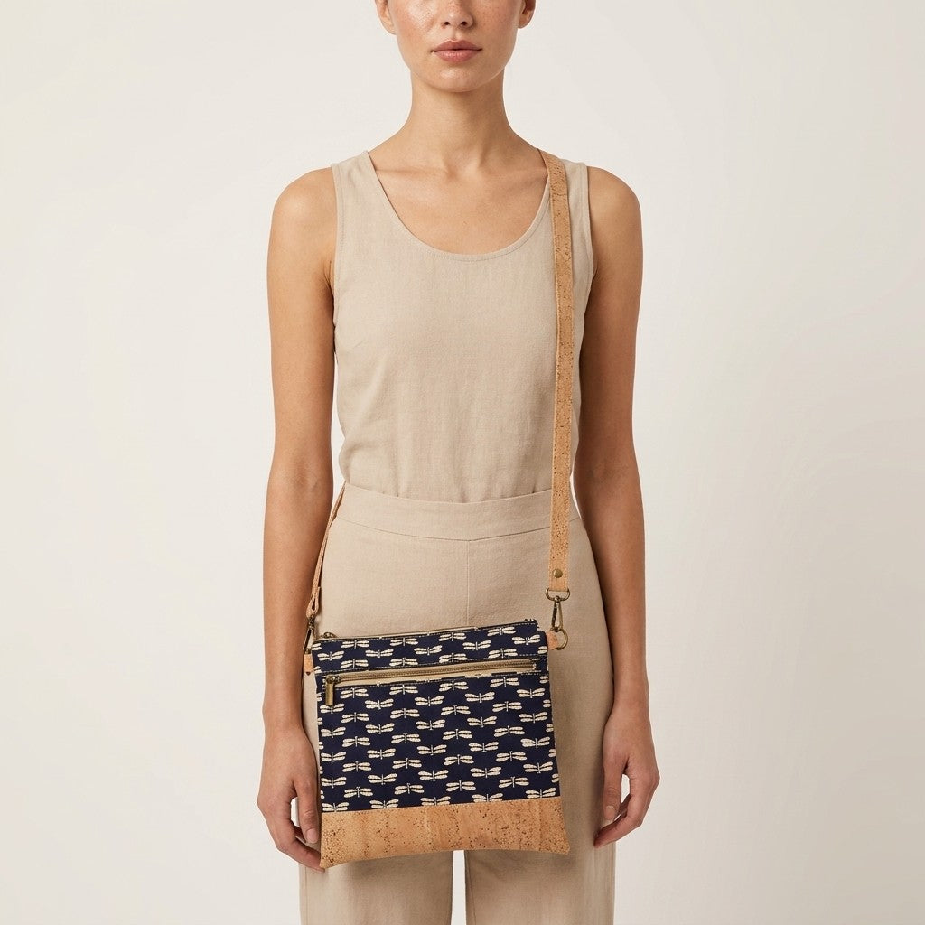 Slim Crossbody - Navy Dragonfly