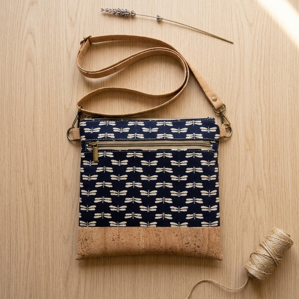 Slim Crossbody - Navy Dragonfly