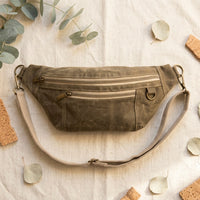 Waxed Canvas Sling Bag - Olive Green
