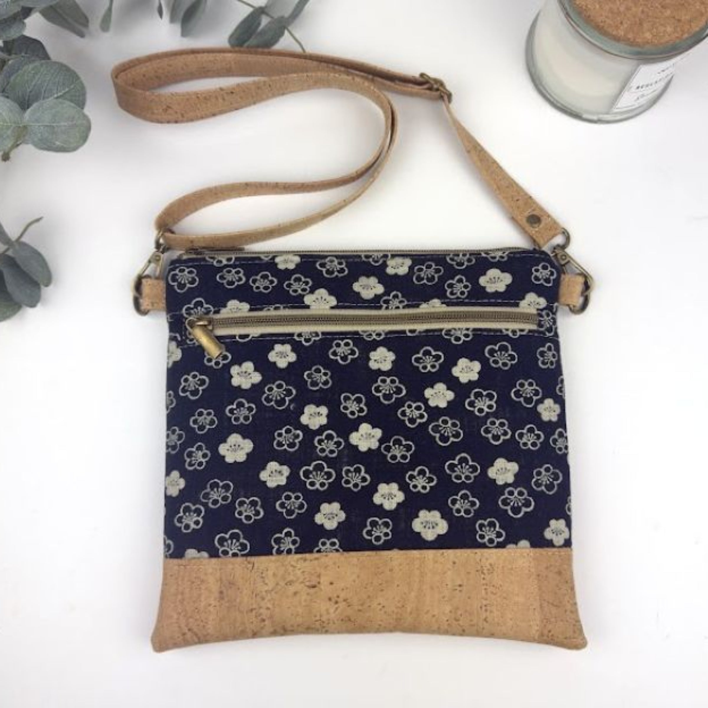 Slim Crossbody - Japanese Floral on Navy