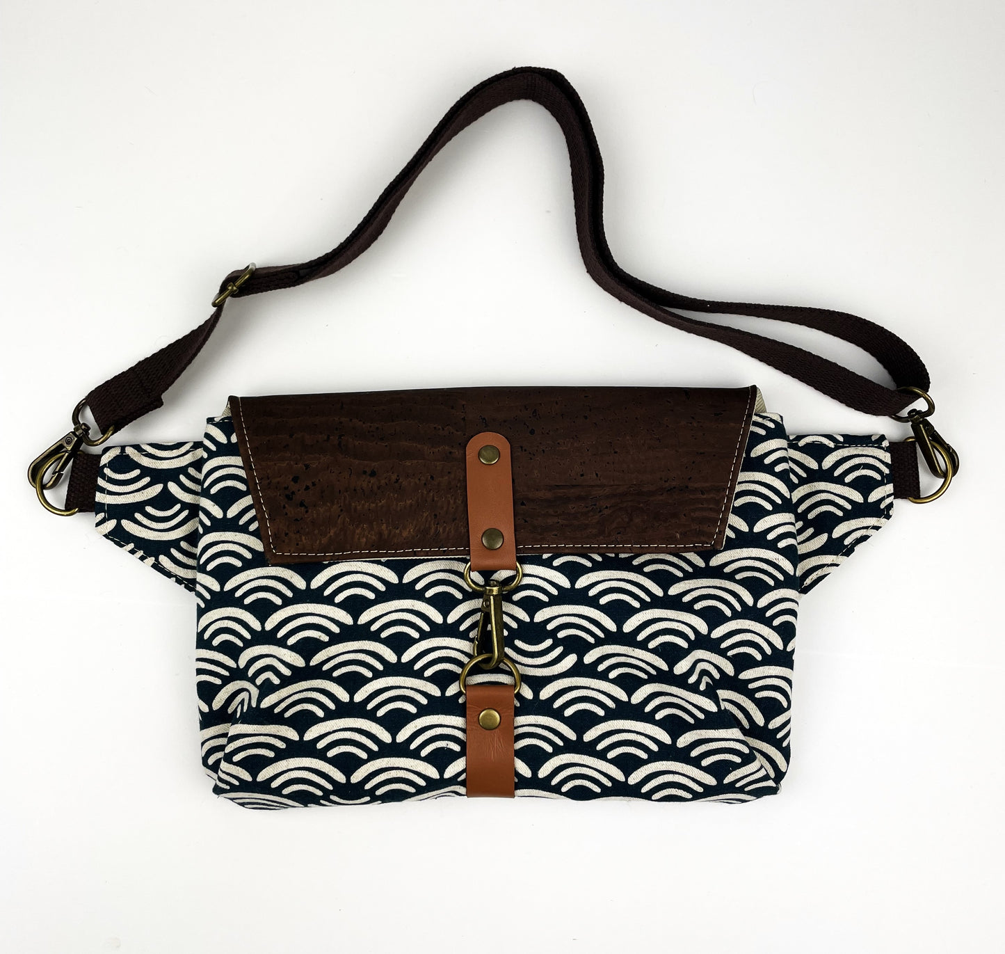 Haralson Belt Bag - Chocolate Cork and Koi Pond fabric (Copy)