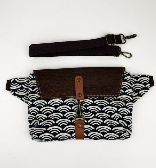 Haralson Belt Bag - Chocolate Cork and Koi Pond fabric (Copy)