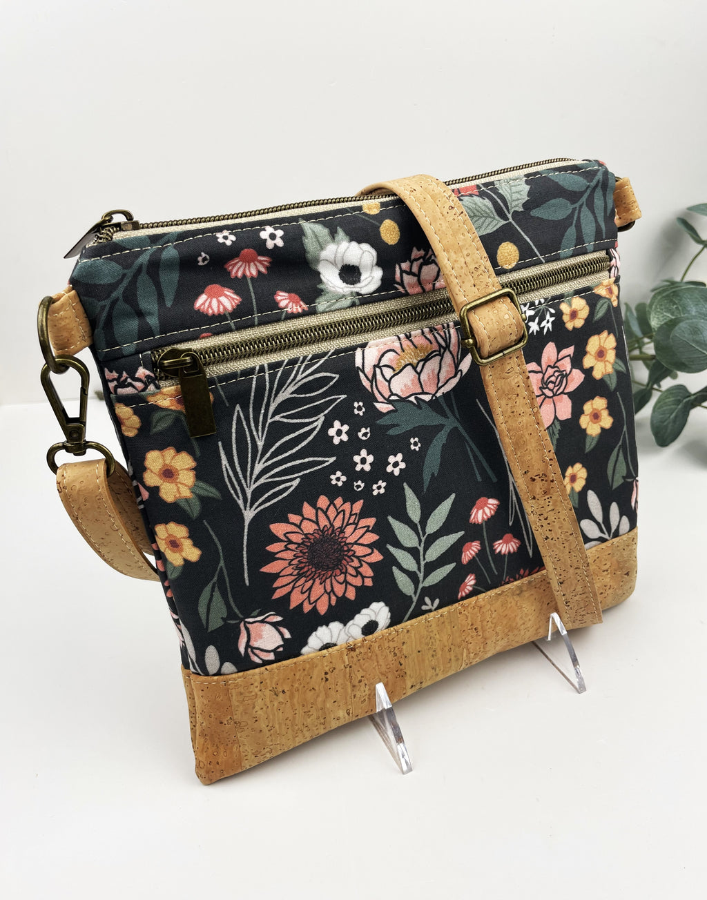 Slim Crossbody - Boho Floral and Cork