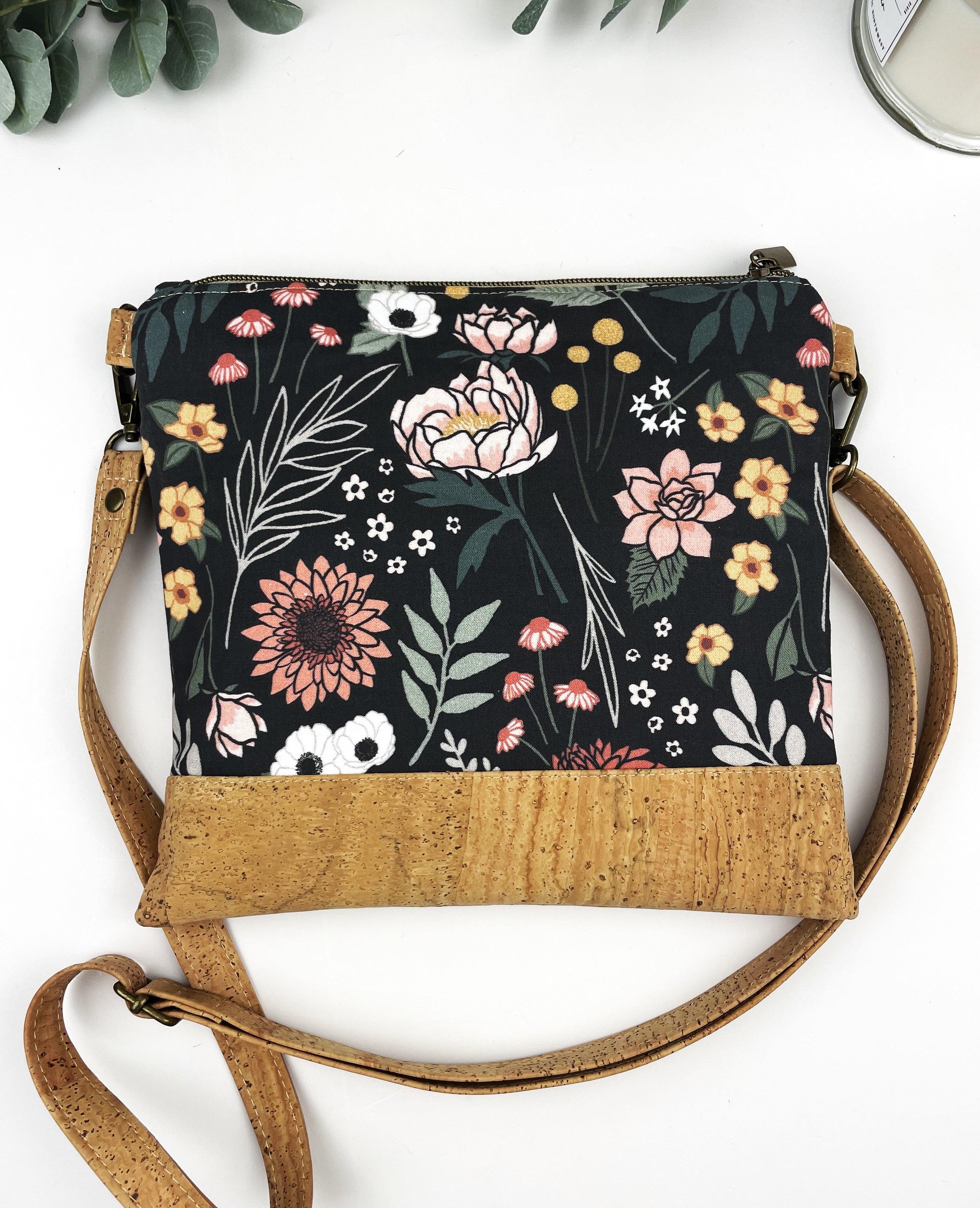 Slim Crossbody - Boho Floral and Cork