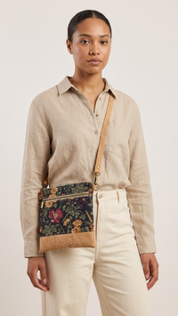 Slim Crossbody - Navy floral and cork