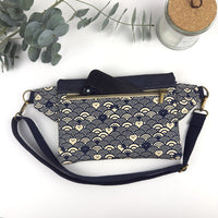 Haralson Hip Bag - Navy Blue Cats in Waves