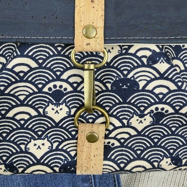 Haralson Hip Bag - Navy Blue Cats in Waves