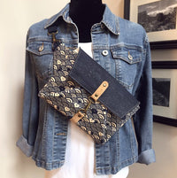 Haralson Hip Bag - Navy Blue Cats in Waves