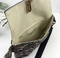 Haralson Hip Bag - Navy Blue Cats in Waves