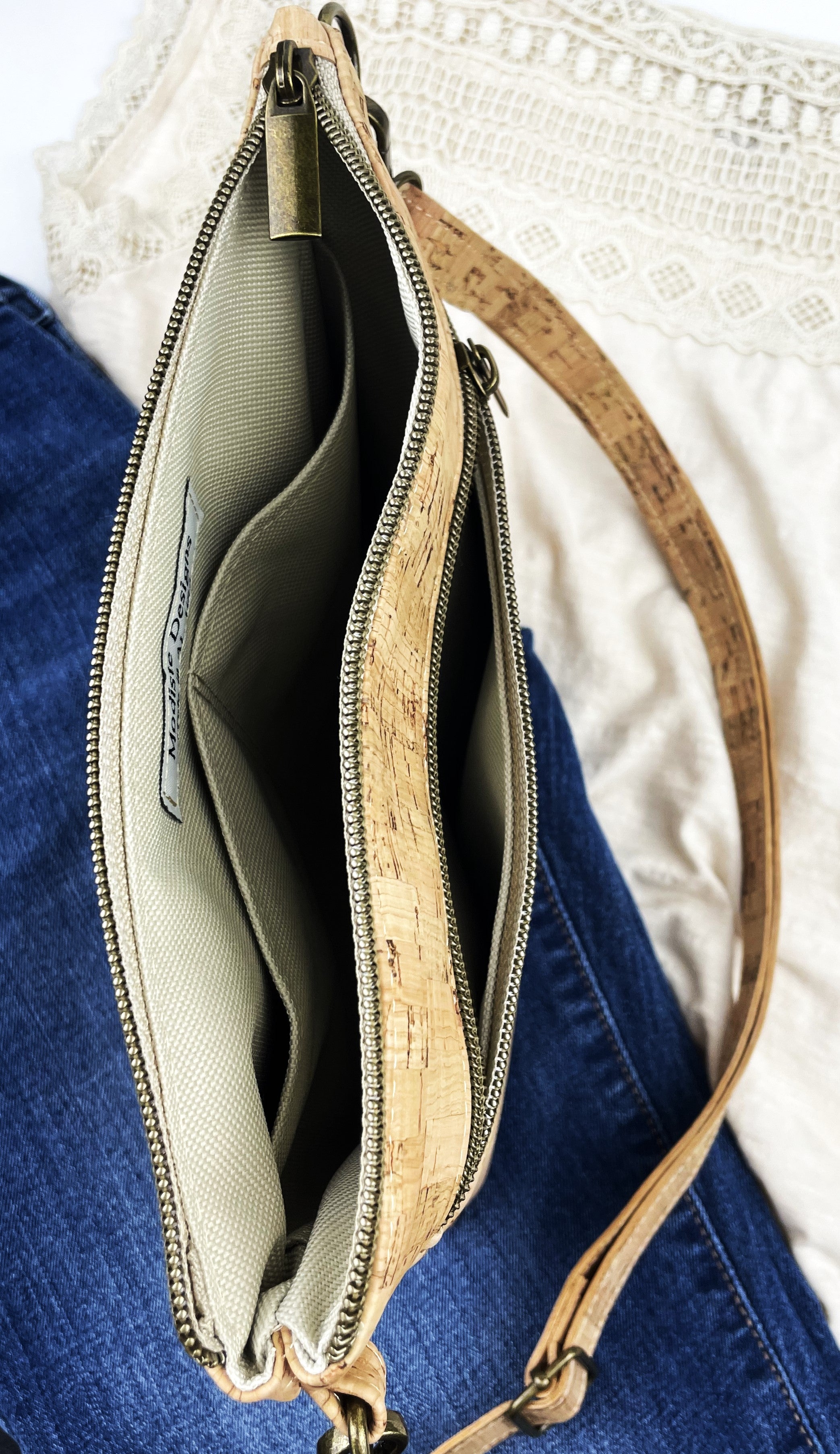 Slim Cork Crossbody Bag - Rustic