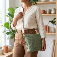 Sage Green Waxed Canvas Crossbody