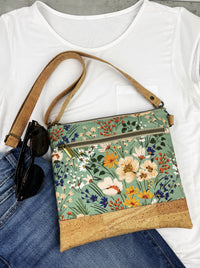 Slim Crossbody Bag - Wildflower Sage & Cork