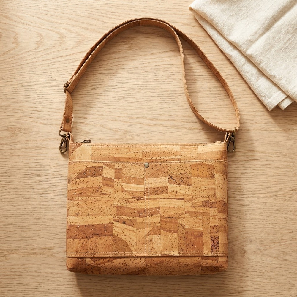 Large Cork Crossbody Bag - Scorched Cork