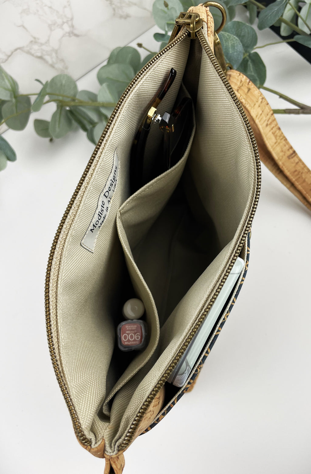 Slim Cork Crossbody Bag -Pink Floral