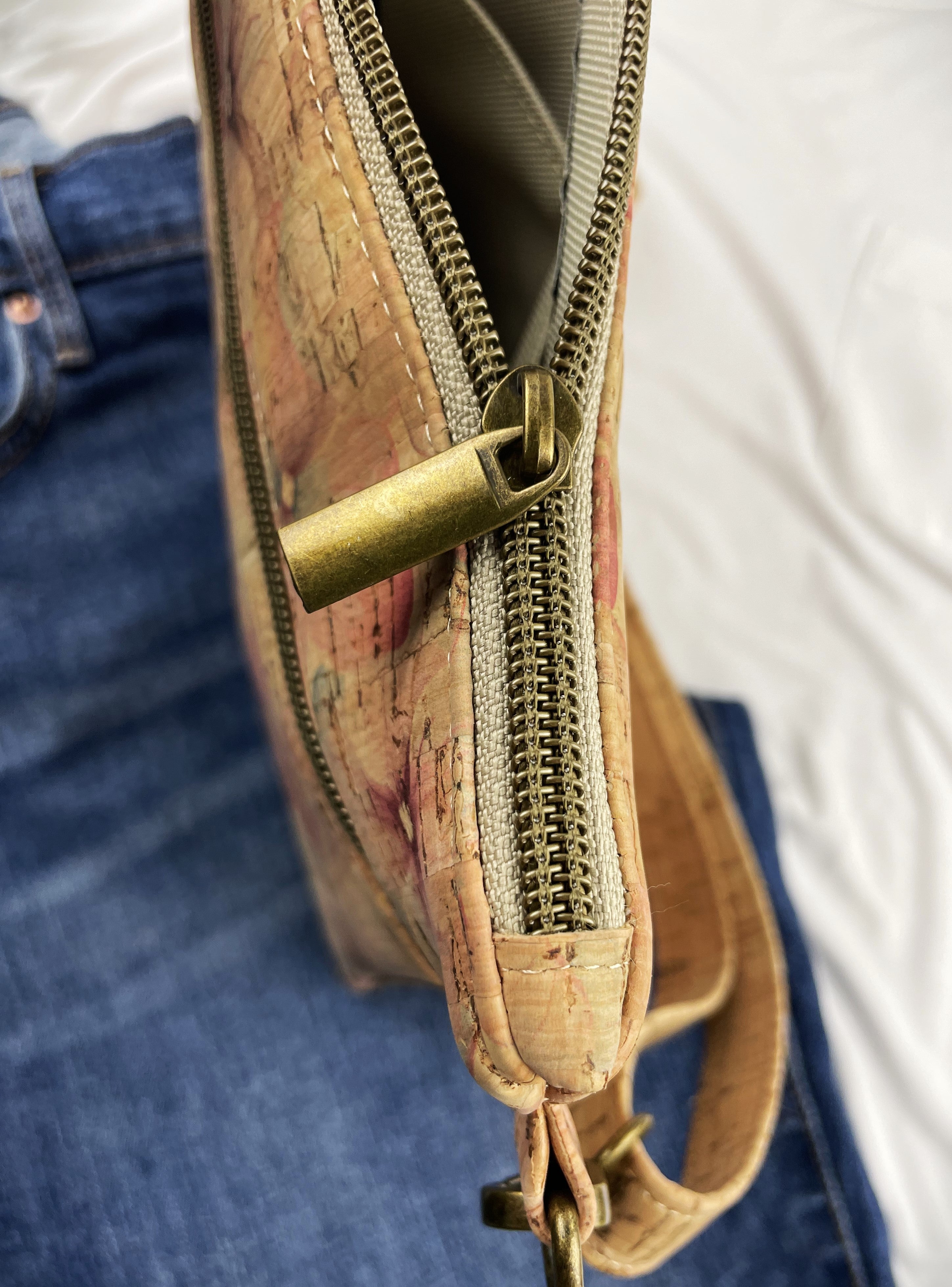 Slim Cork Crossbody Bag -Pink Floral