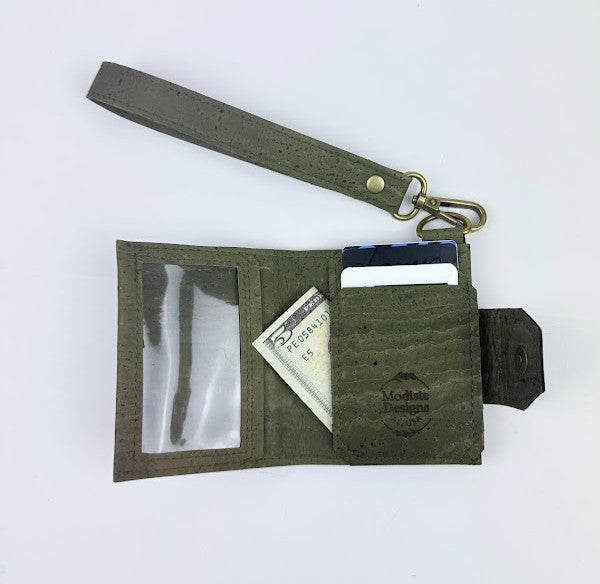 Slim Cork Wallet - Olive Green