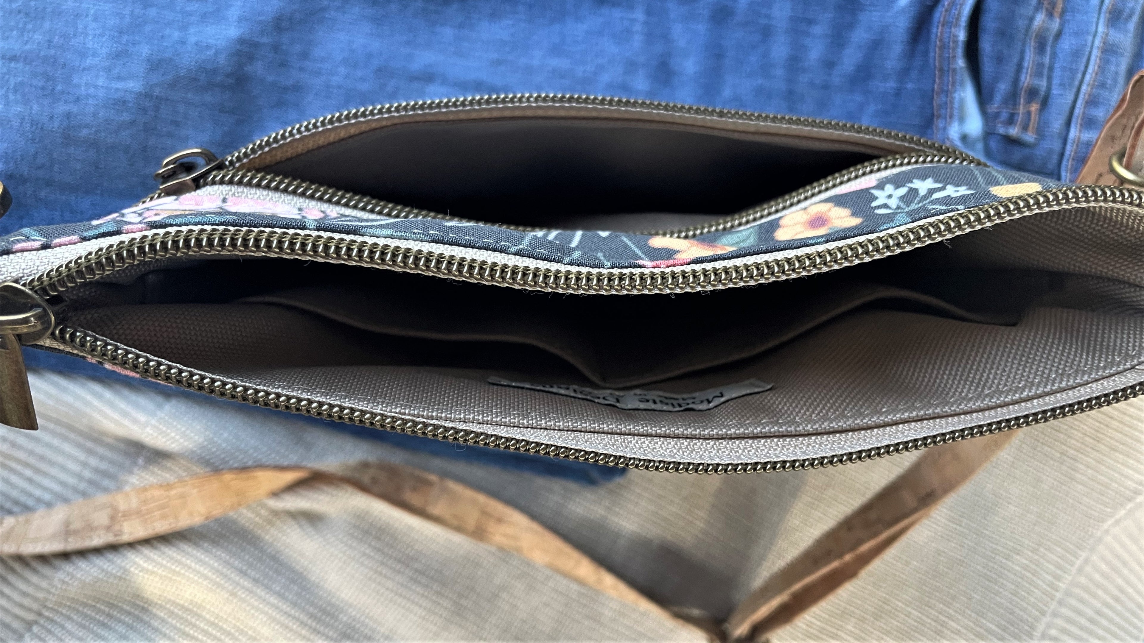 Slim Crossbody - Boho Floral and Cork