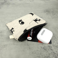 Fabric Zipper Pouch - Tuxedo cat