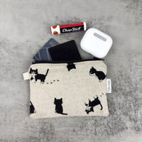 Fabric Zipper Pouch - Tuxedo cat