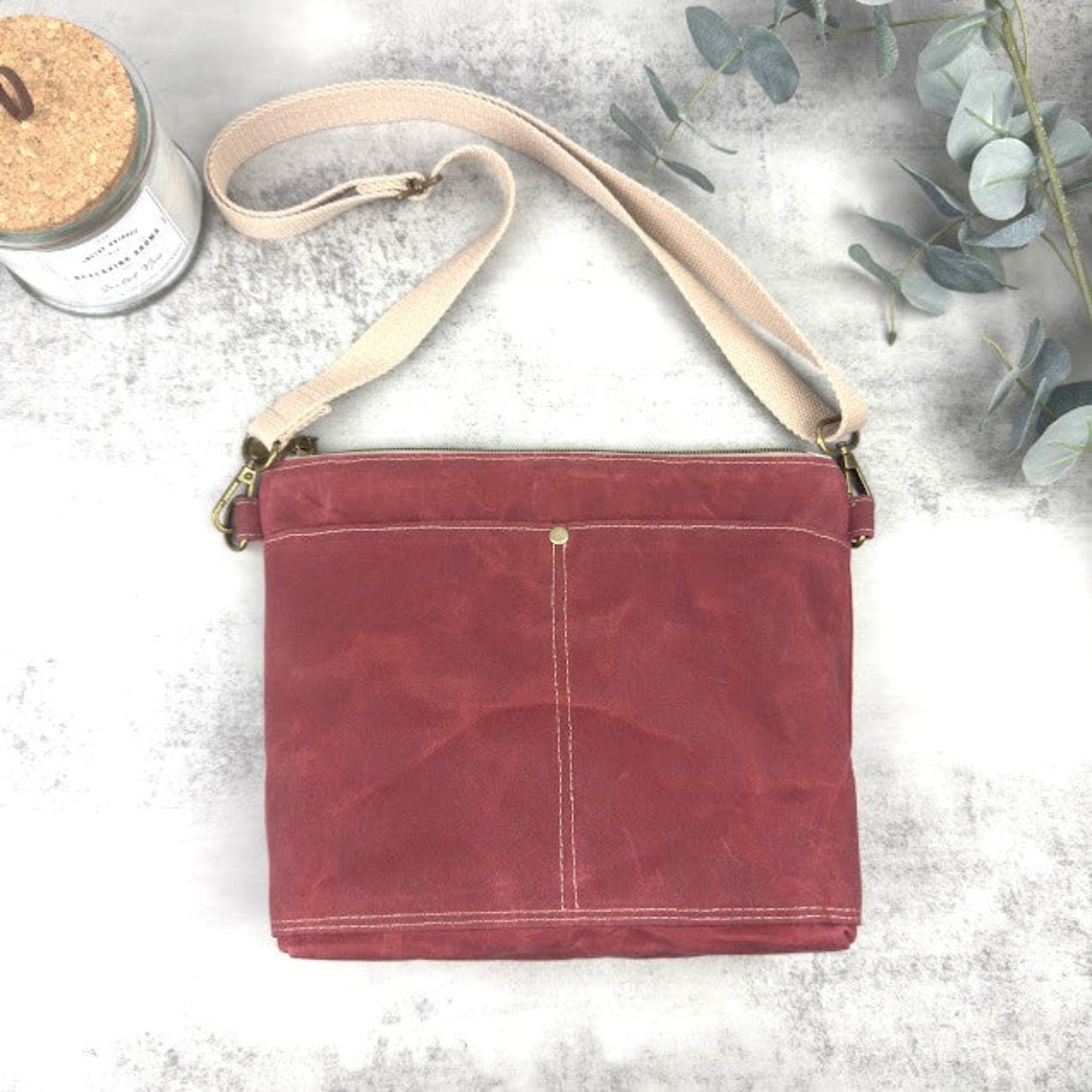Red Waxed Canvas Crossbody
