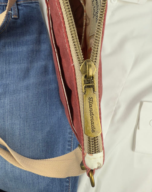 Red Waxed Canvas Crossbody