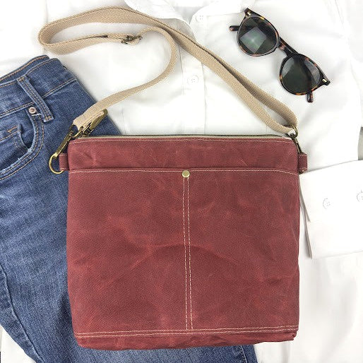 Red Waxed Canvas Crossbody