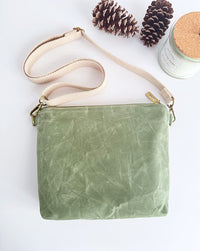 Alison - Sage Green Waxed Canvas Crossbody