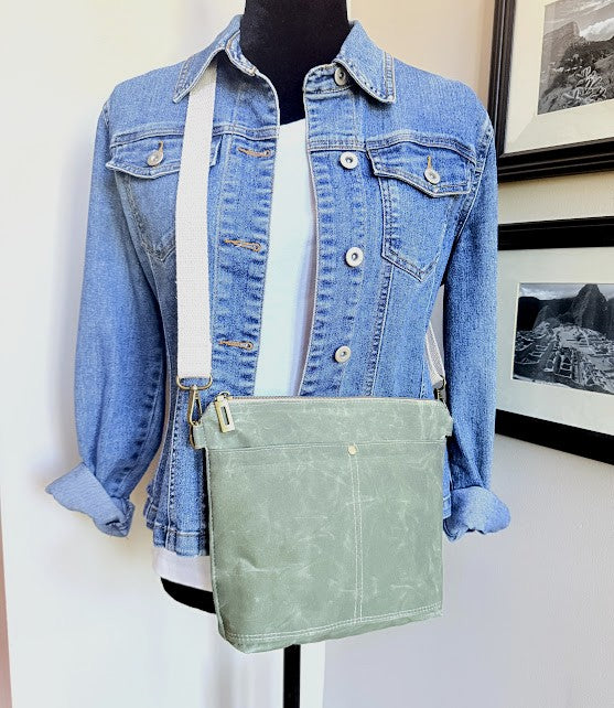 Alison - Sage Green Waxed Canvas Crossbody
