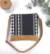 Slim Crossbody - White stripes on Black