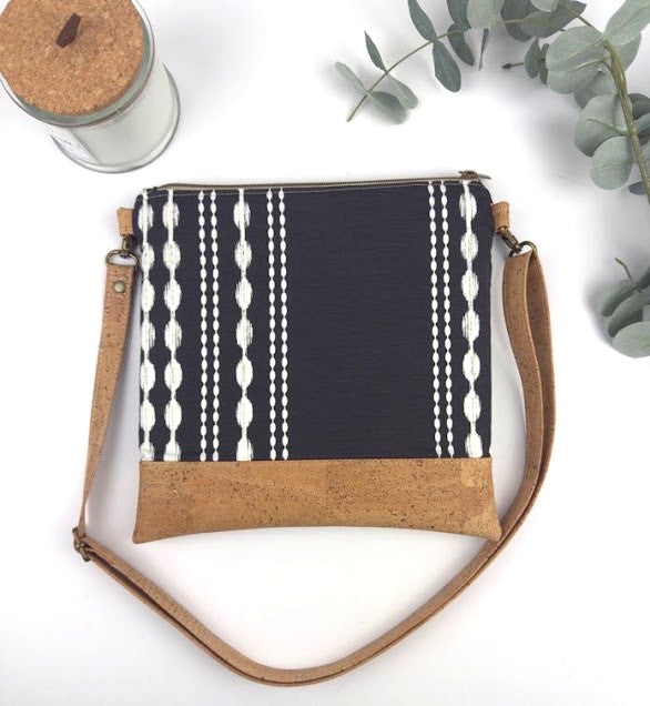 Slim Crossbody - White stripes on Black