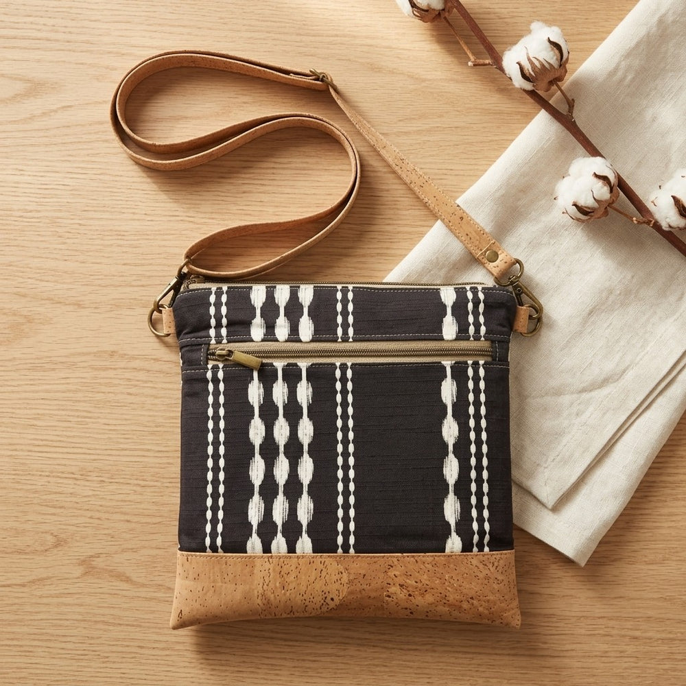Slim Crossbody - White stripes on Black