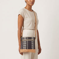 Slim Crossbody - White stripes on Black