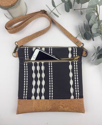 Slim Crossbody - White stripes on Black