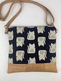Slim Crossbody - White Cat on Black