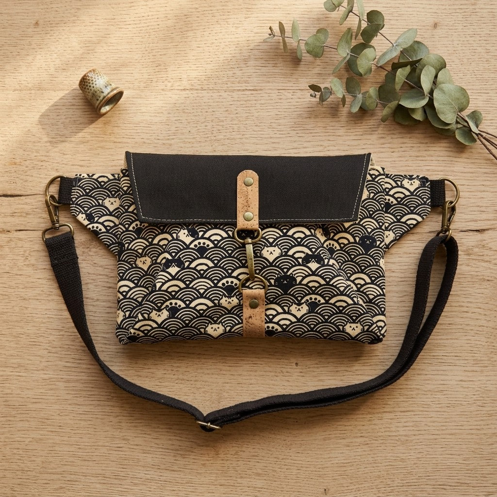 Haralson Hip Bag - Black Cats in Waves